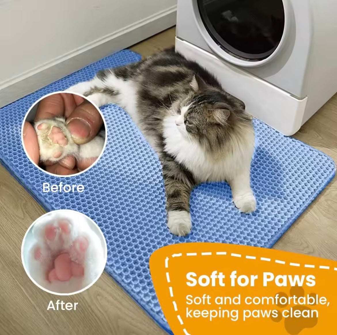 Tapis de litière double couche pour chat