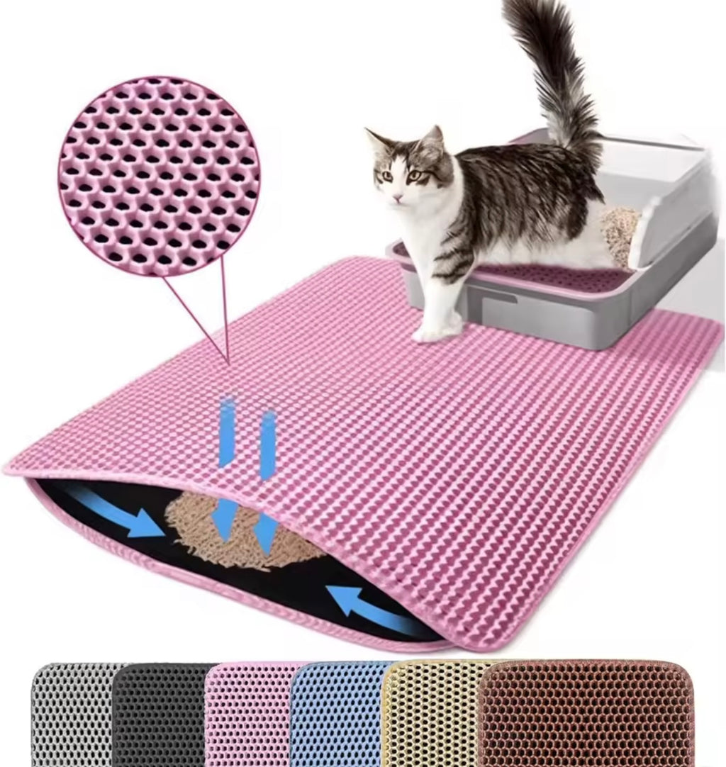 Tapis de litière double couche pour chat